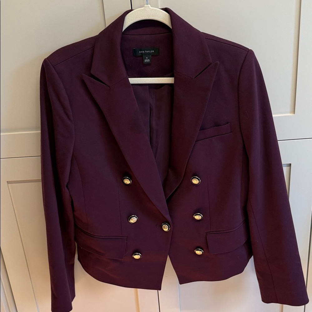Ann Taylor Double-Breasted Blazer in Deep Purple. Fall 2024 season. EUC.